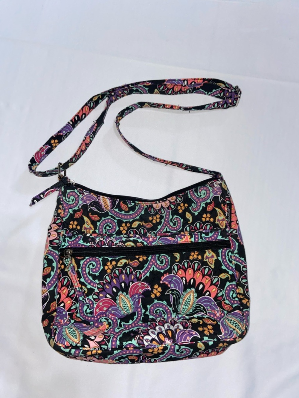 Waverly Floral Fabric Quilted Purse Handbag Crossbody Vivid Colors
